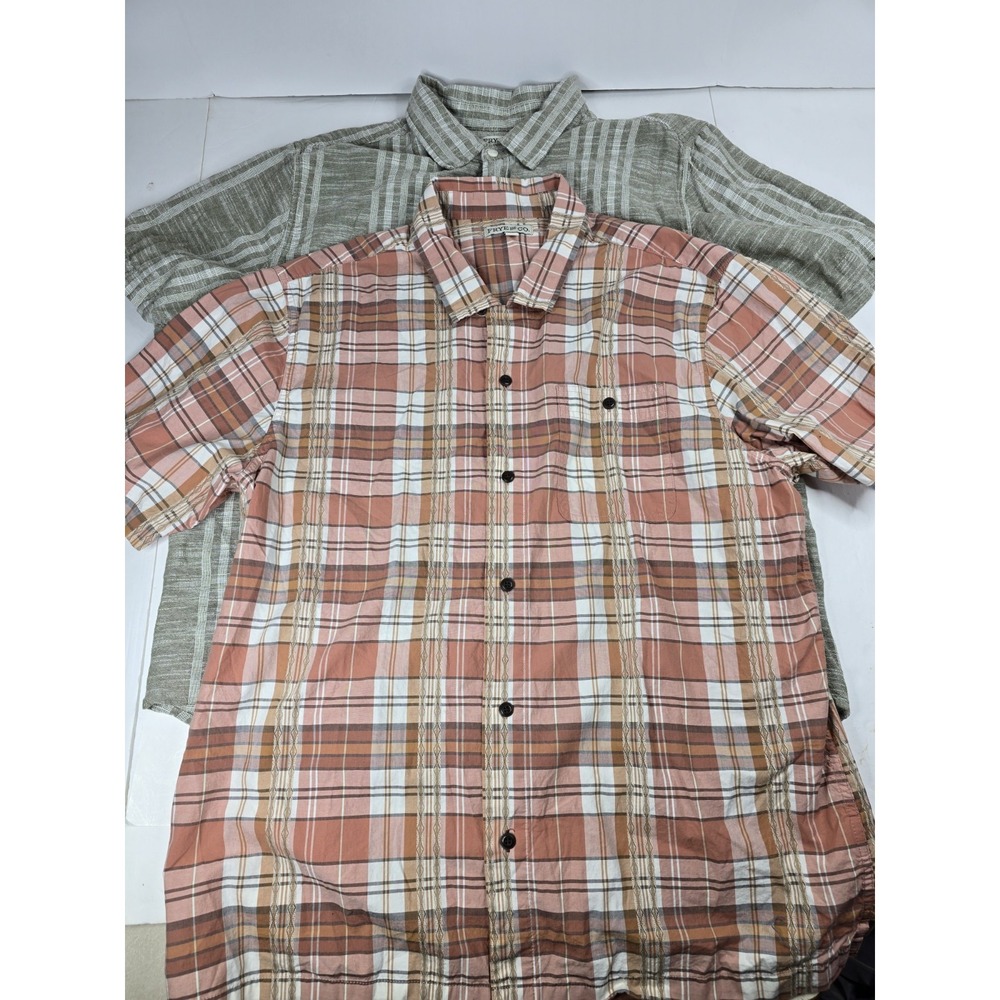 Lot 2 Frye & Co Shirts Mens 2XL Flannel‎ Button Up Short Sleeves Outdoors Casual